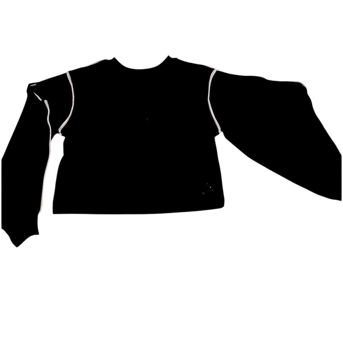 Felpa nera bambina dettaglio manica a pipistrello  bianco-d'orato su cucitura raglan e manica, polsino a coste nero PHARDGIRLS