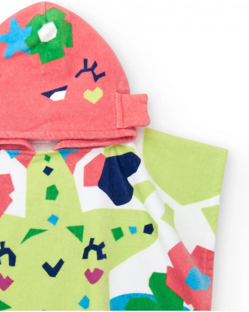 Asciugamano-poncho per bambino con stella marina e motivi marini