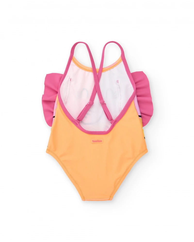 Costume da bagno per bambina rosa con elefante e cuori