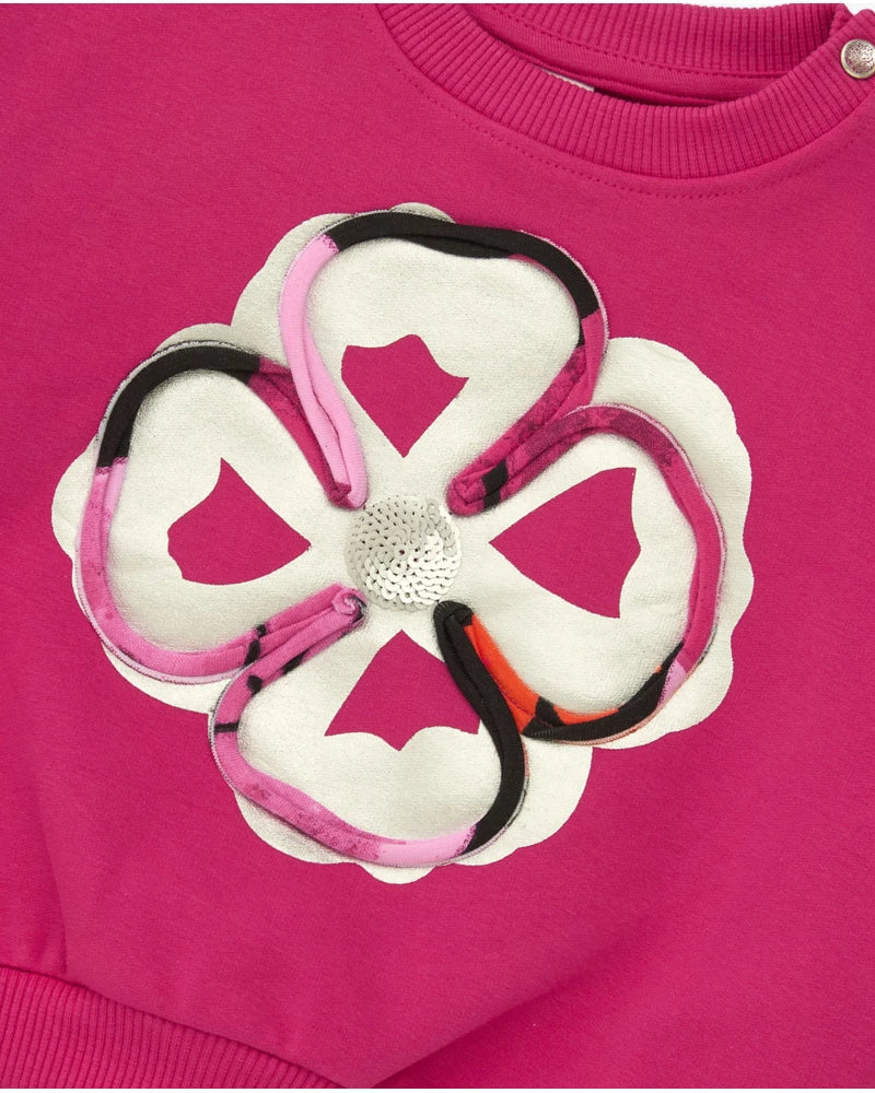Completo da bambina con felpa fucsia e leggings floreali