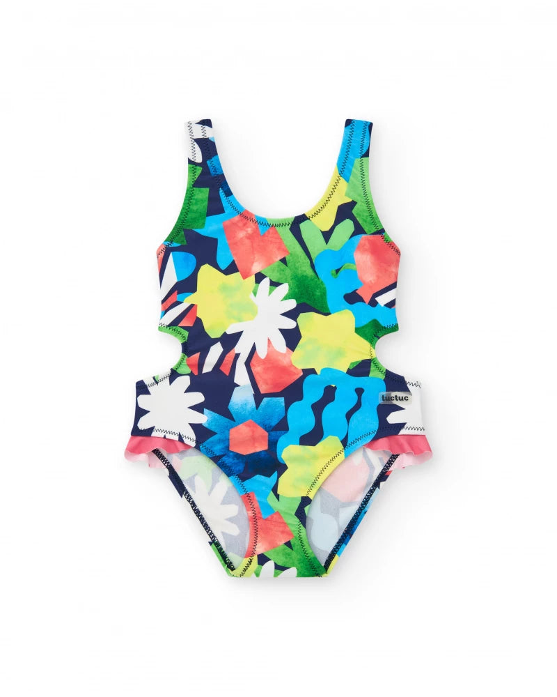 Costume da bagno per bambina con stampa marina