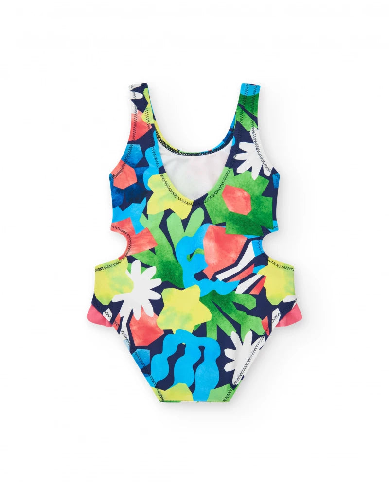 Costume da bagno per bambina con stampa marina