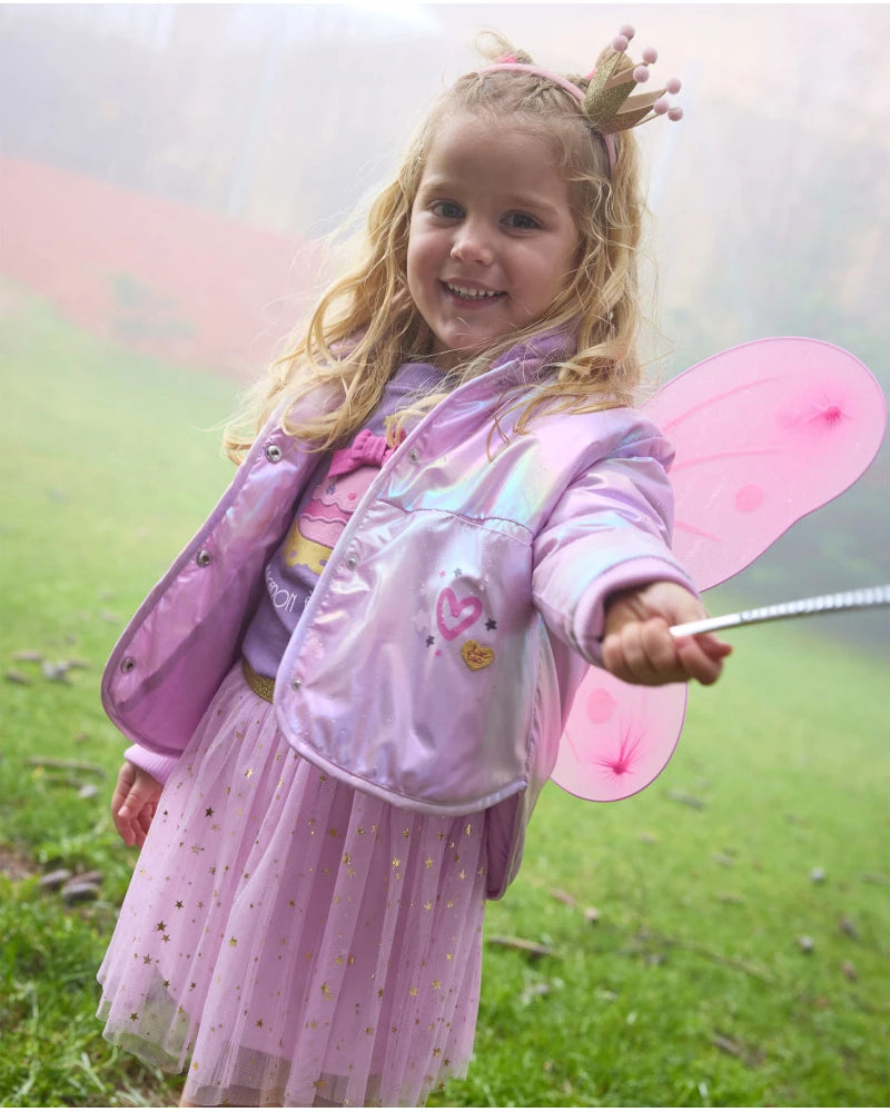 Gonna per bambina simil tutù rosa con stelle dorate e fascia elastica brillante