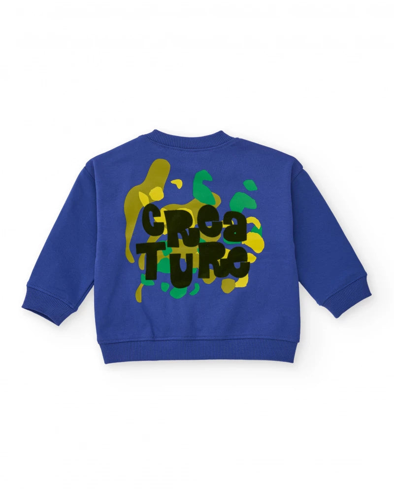 Felpa per bambino blu con stampa "I'M FUNNY" sul petto.