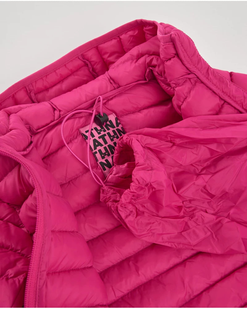 Giacca imbottita da bambina color fucsia con cappuccio