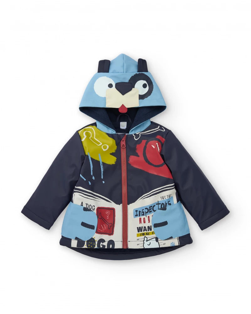 Impermeabile per bambino blu navy con cappuccio divertente