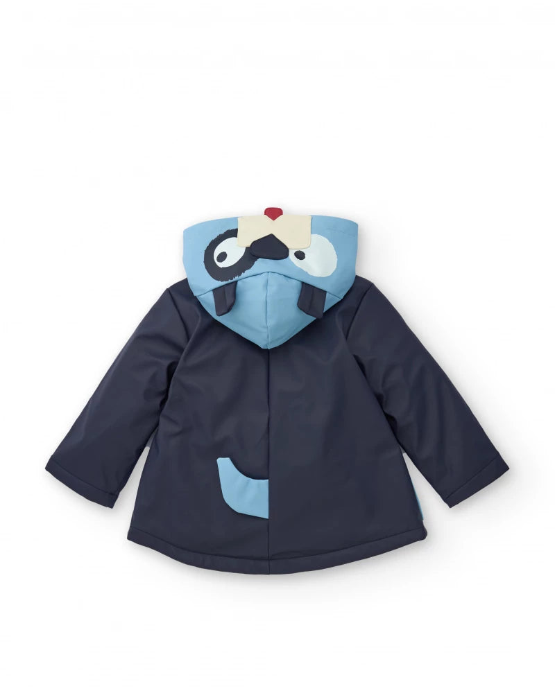 Impermeabile per bambino blu navy con cappuccio divertente