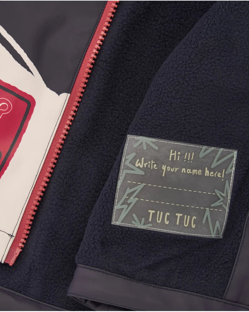 Impermeabile per bambino blu navy con cappuccio divertente