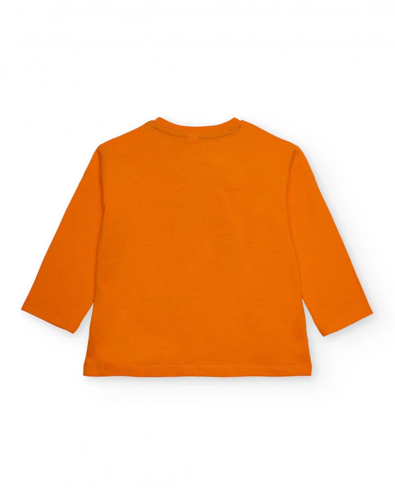 Maglietta a maniche lunghe per bambino in arancione con stampa di segnali stradali