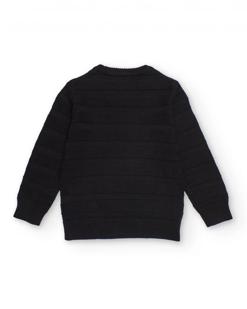 Maglione nero per bambino con motivo a righe