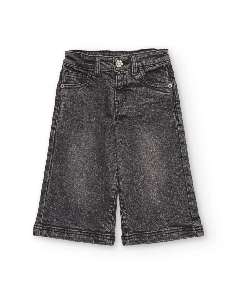 Pantaloni lunghi in denim grigio slavato per bambina