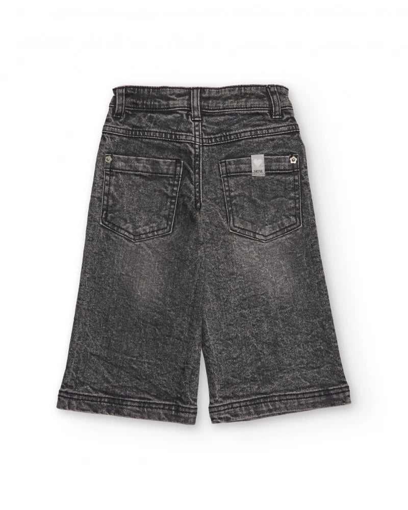 Pantaloni lunghi in denim grigio slavato per bambina