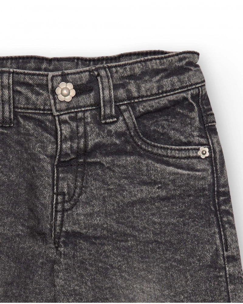 Pantaloni lunghi in denim grigio slavato per bambina