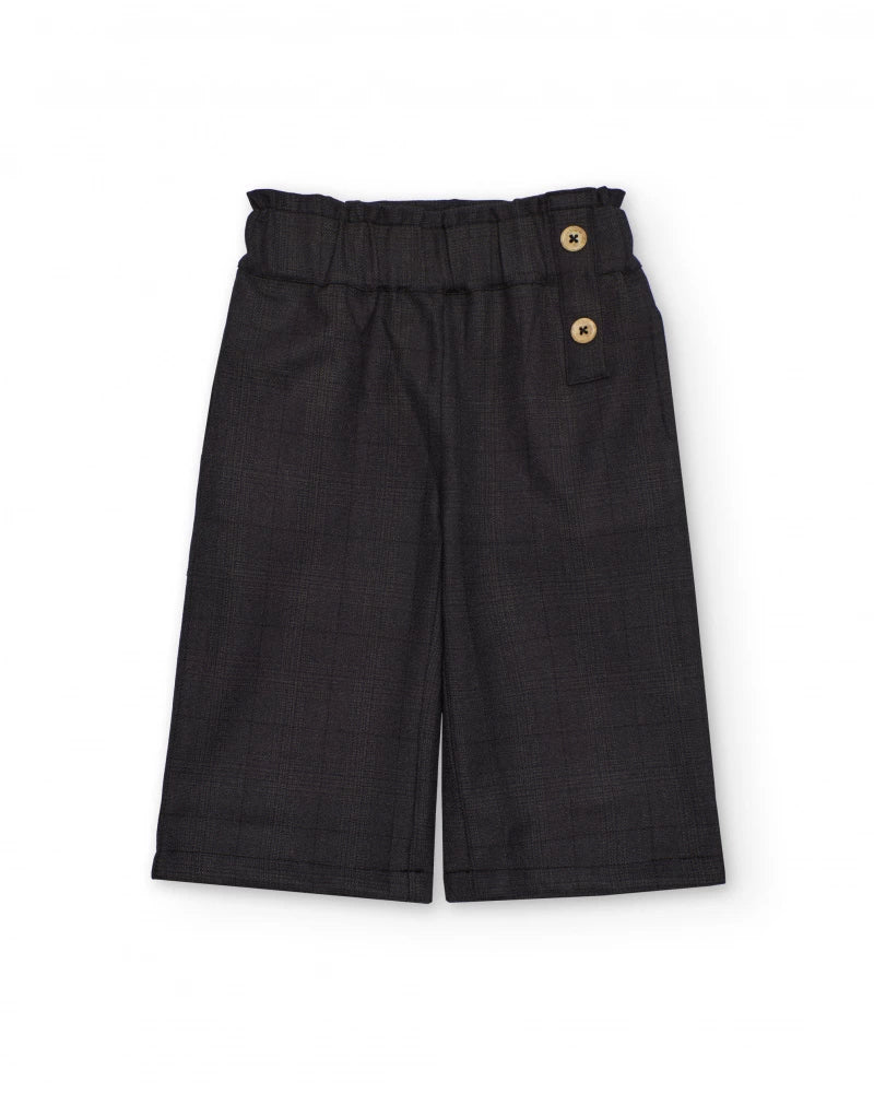 Pantalone ampio grigio scuro per bambina con vita paper bag