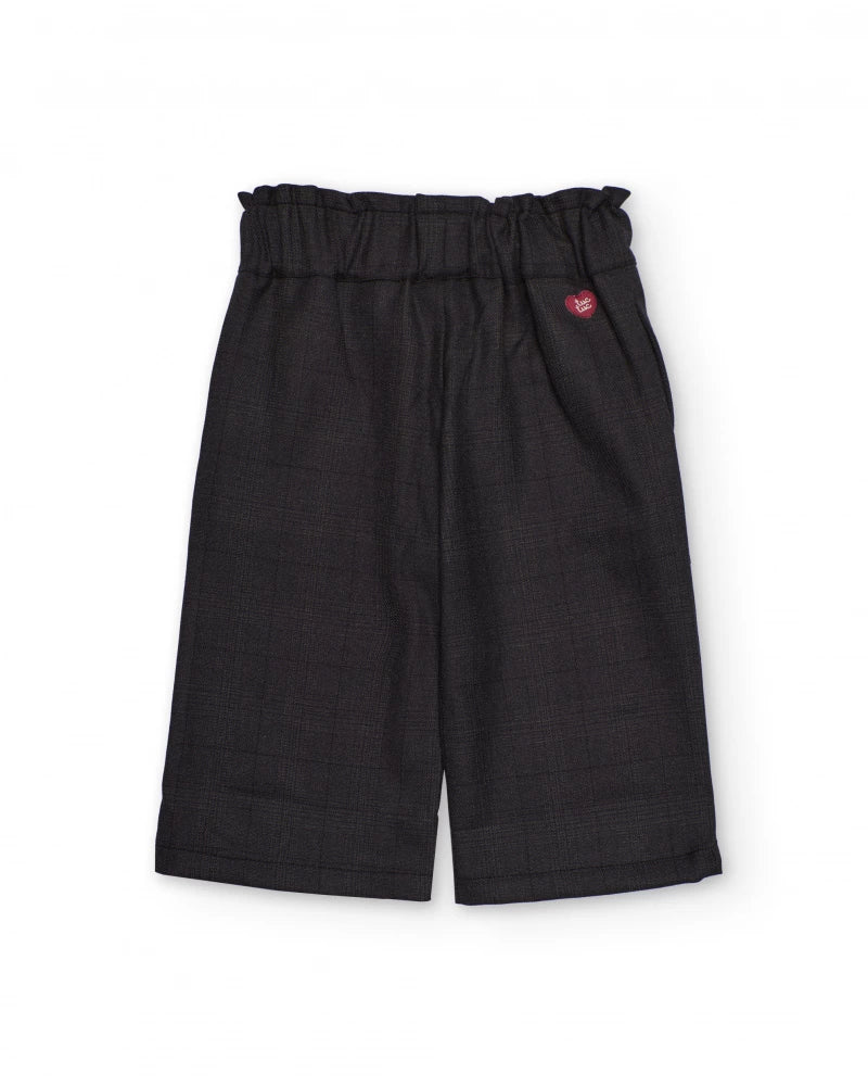 Pantalone ampio grigio scuro per bambina con vita paper bag