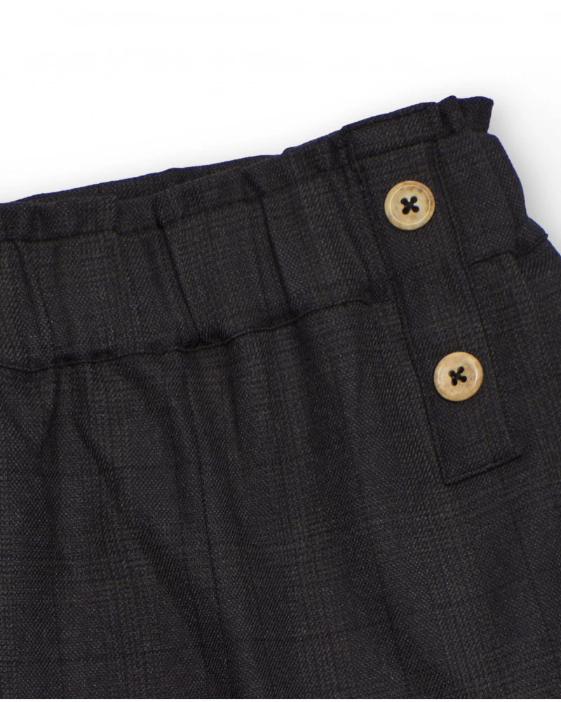 Pantalone ampio grigio scuro per bambina con vita paper bag