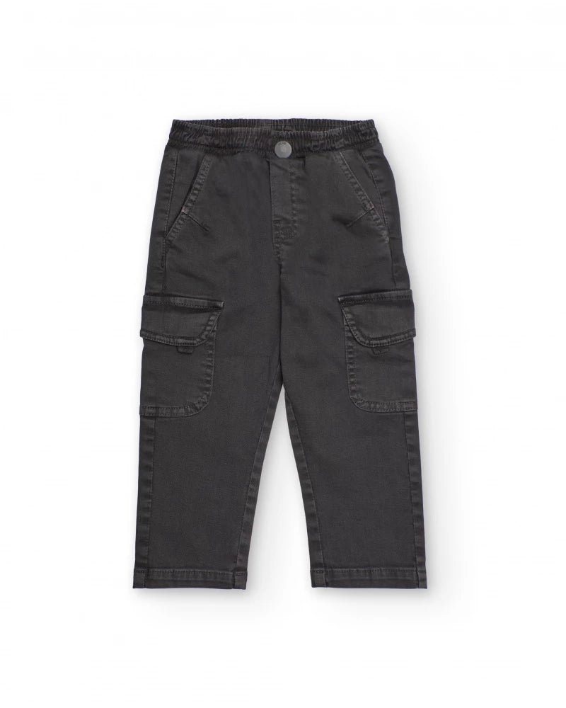 Pantalone cargo per bambino in grigio scuro con tasche laterali