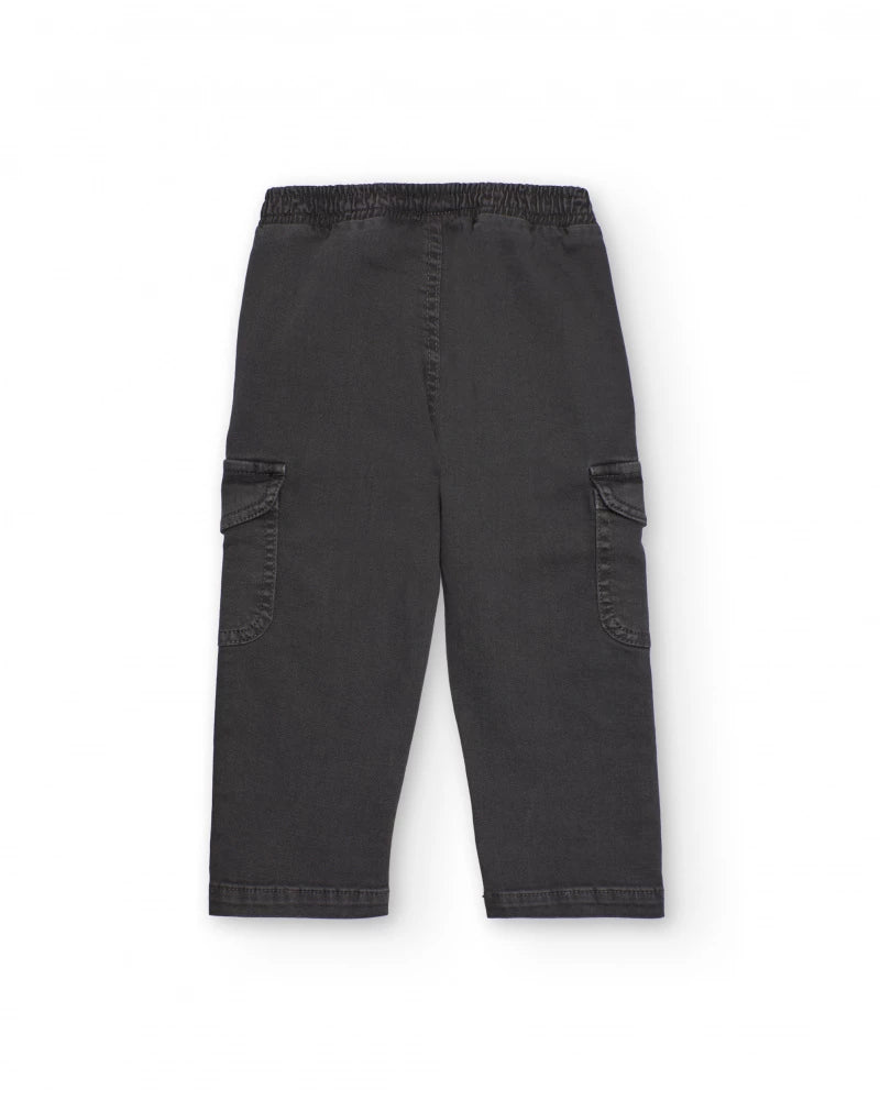 Pantalone cargo per bambino in grigio scuro con tasche laterali