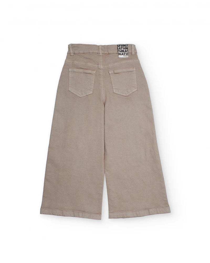 Pantaloni  beige da ragazza a gamba larga