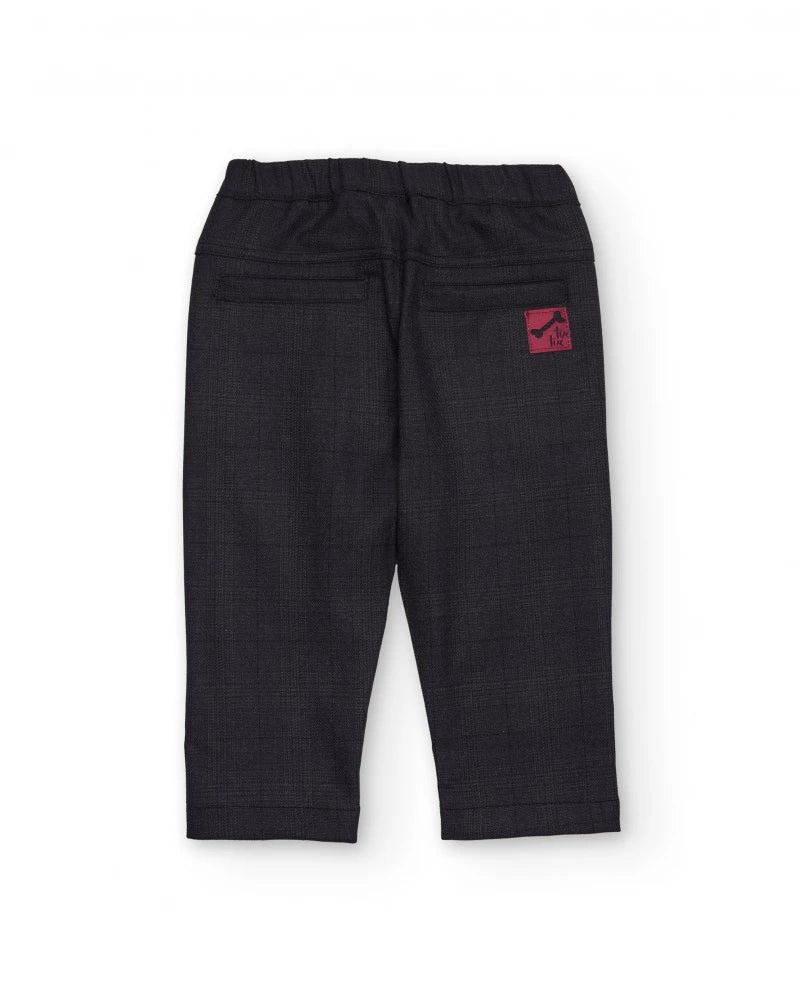 Pantaloni per bambino grigio scuro con bottoni decorativi
