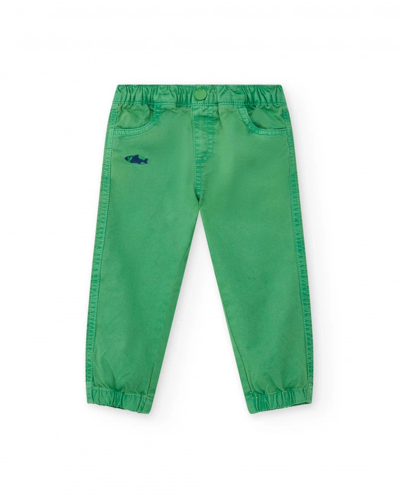Pantaloni per bambino verdi con vita elastica