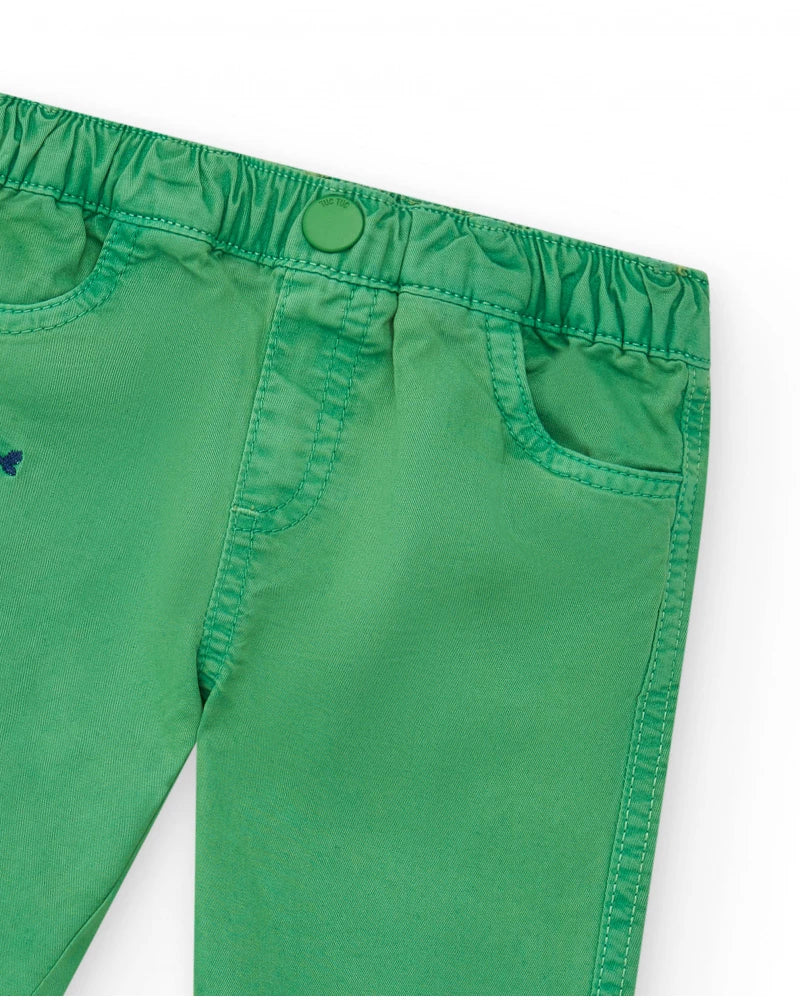 Pantaloni per bambino verdi con vita elastica