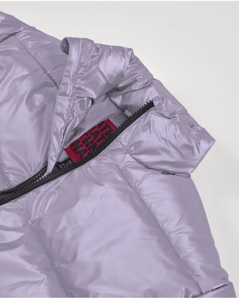 Piumino da bambina color LILLA con chiusura frontale a zip