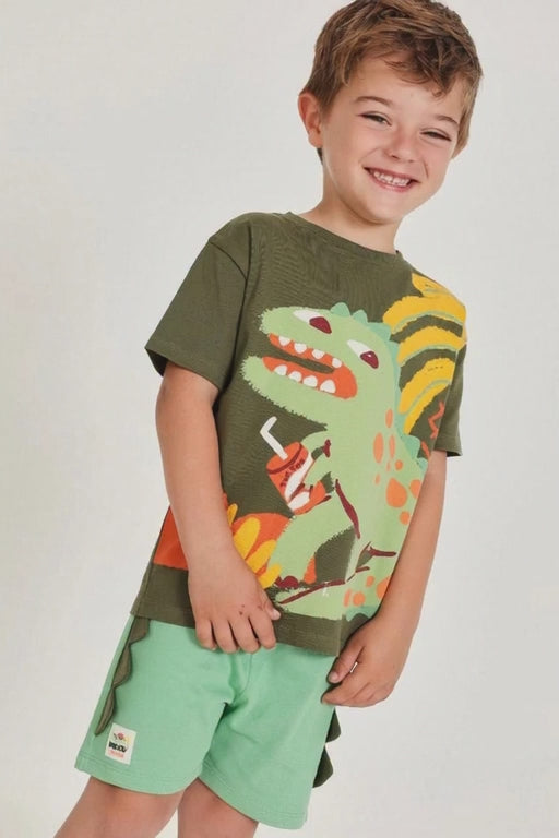 Completo da bambino in maglia con applicazioni laterali