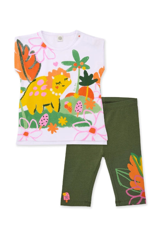 Completo da bambina in maglia con stampa colorata