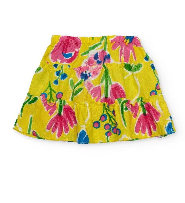 Gonna da bambina in tessuto con balze arricciate a strati