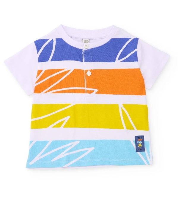 T-shirt bambino in maglia con righe orizzontali