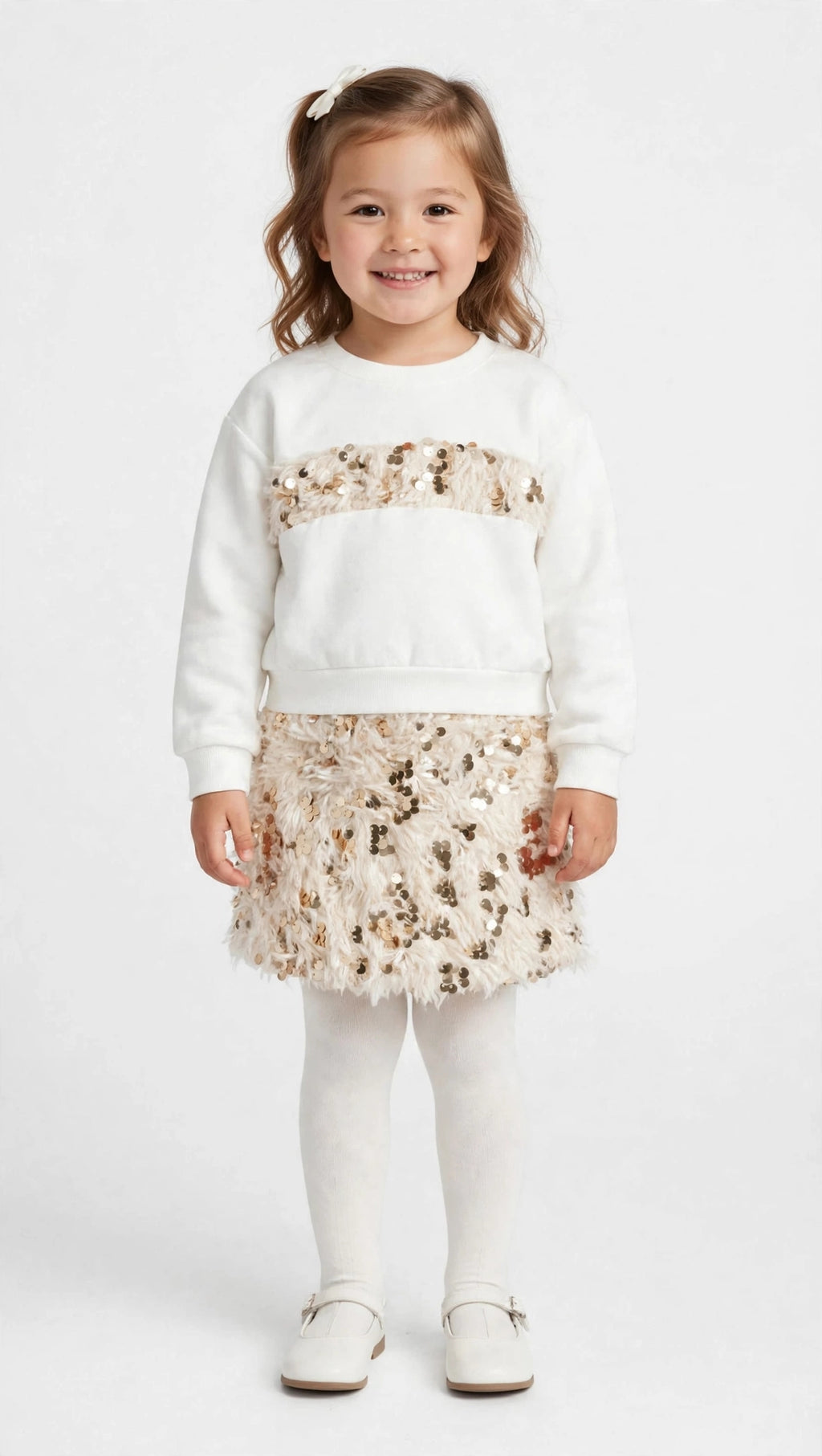 COORDINATO BAMBINA - FELPA + GONNELLINA PAILLETTES ORO