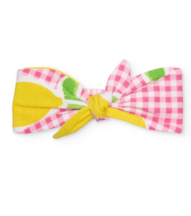 Fascia per capelli da bambina in maglia con stampa vichy