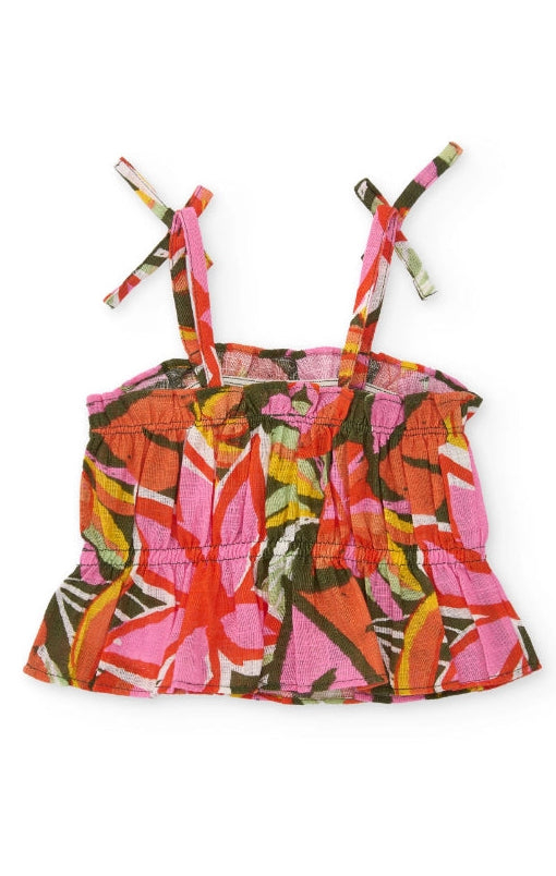 Top da bambina in tessuto con spalline regolabili