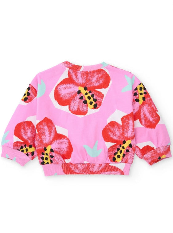 Felpa da bambina in maglia con stampa floreale