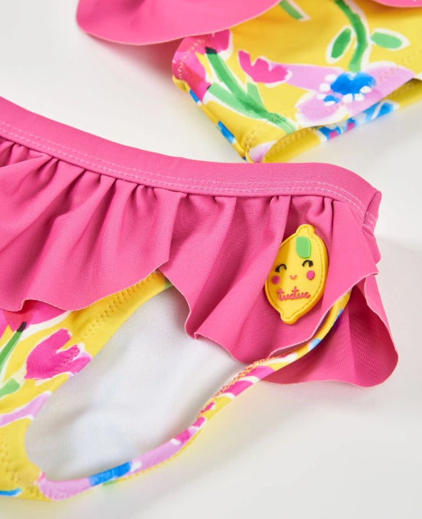 Bikini da bambina in maglia con volant