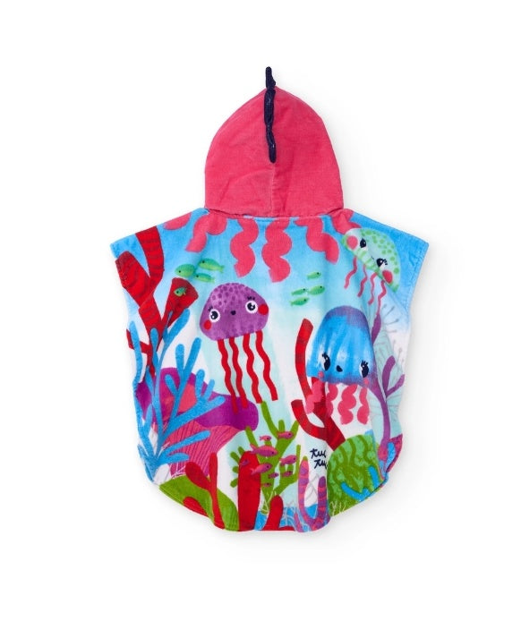Asciugamano poncho da bambina in maglia con cappuccio