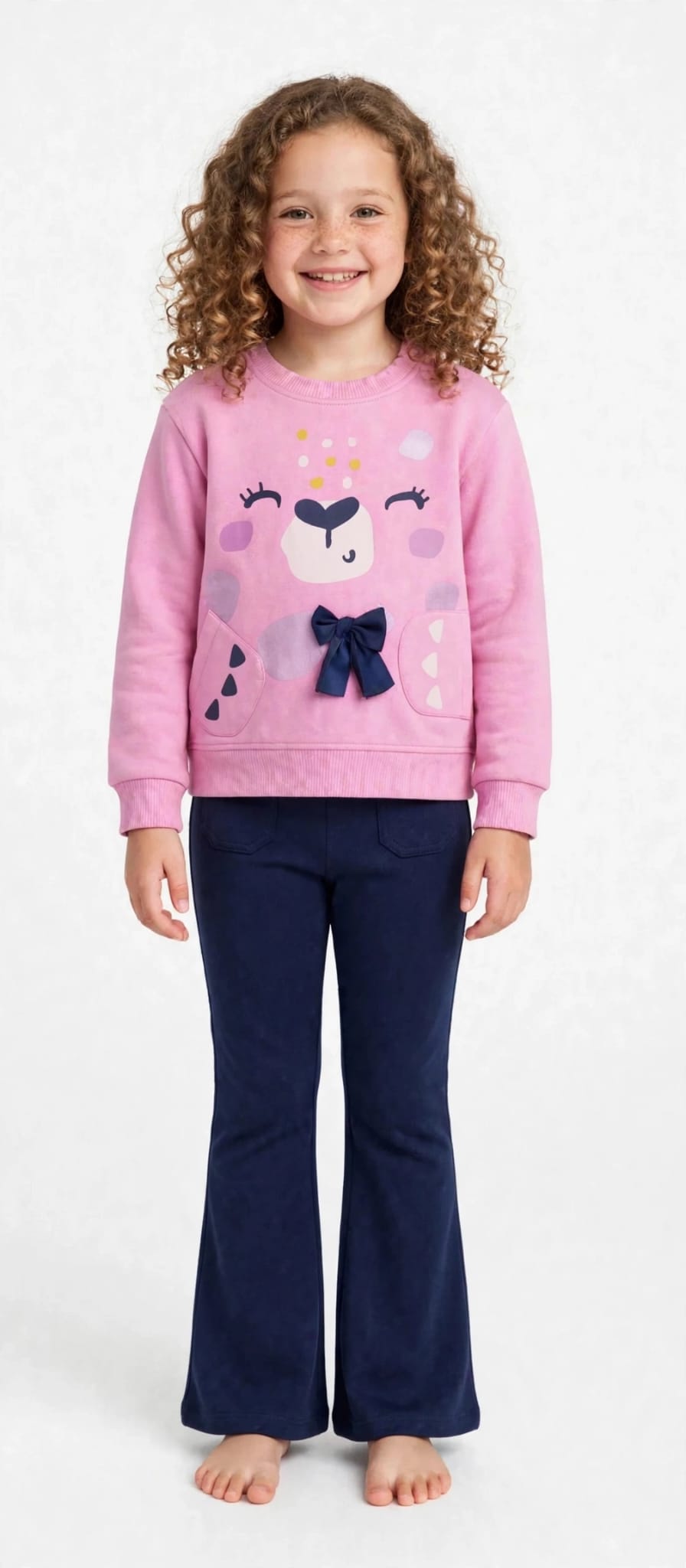 Completo da bambina in felpa con felpa dal design divertente e pantaloni coordinati tuc tuc