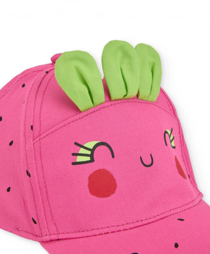 Cappellino da bambina in tessuto con foglioline in rilievo