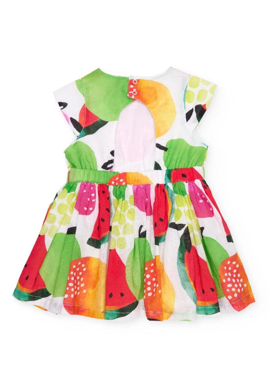 Vestito da bambina in tessuto con motivo di frutta