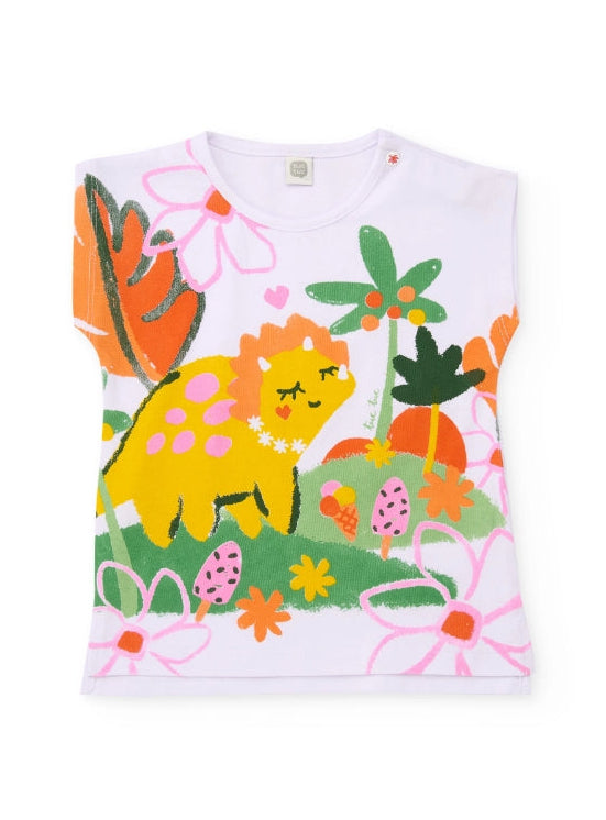 Completo da bambina in maglia con stampa colorata