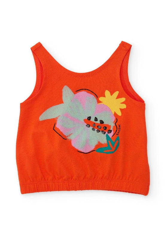 Completo da bambina in maglia con motivo floreale