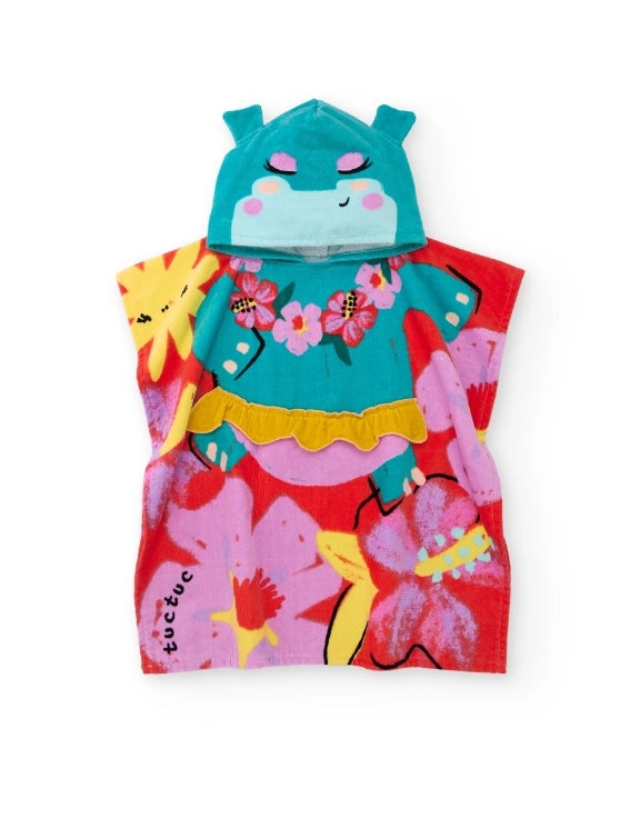 Asciugamano poncho da bambina in maglia con cappuccio
