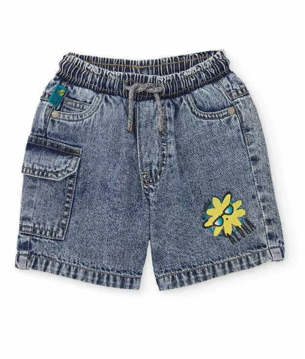 Bermuda da bambino in tessuto in denim