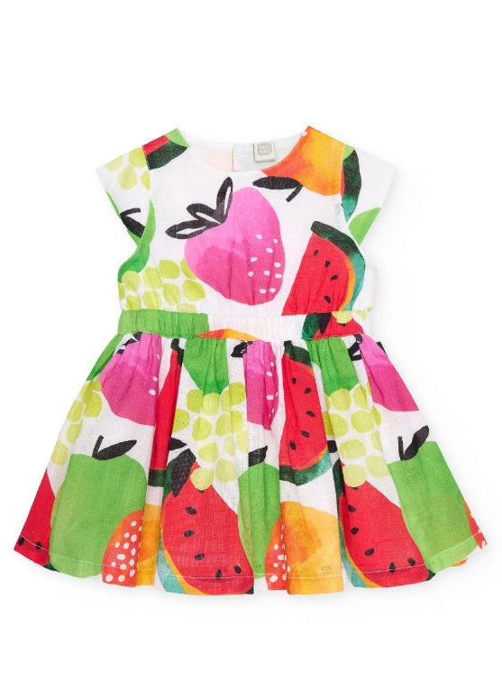 Vestito da bambina in tessuto con motivo di frutta