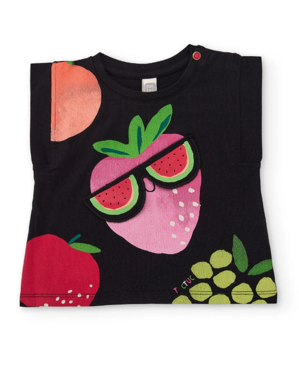 Completo da bambina in maglia con occhiali applicati