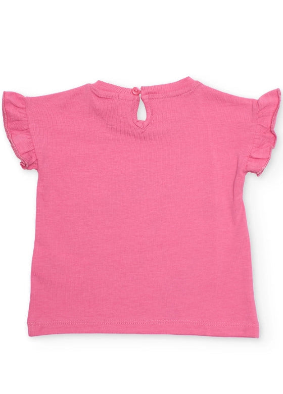 Completo da bambina in maglia con design estivo