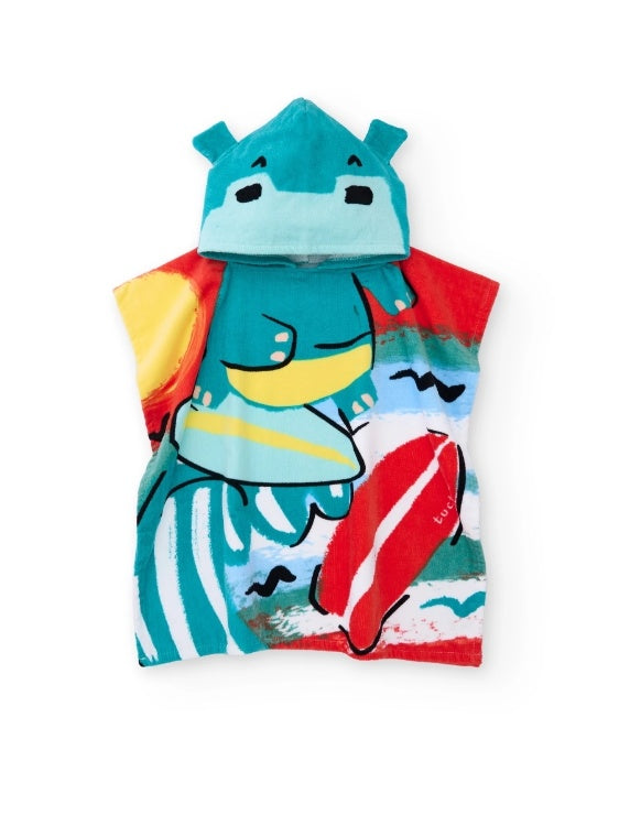 Asciugamano poncho da bambino in maglia con applicazioni in rilievo