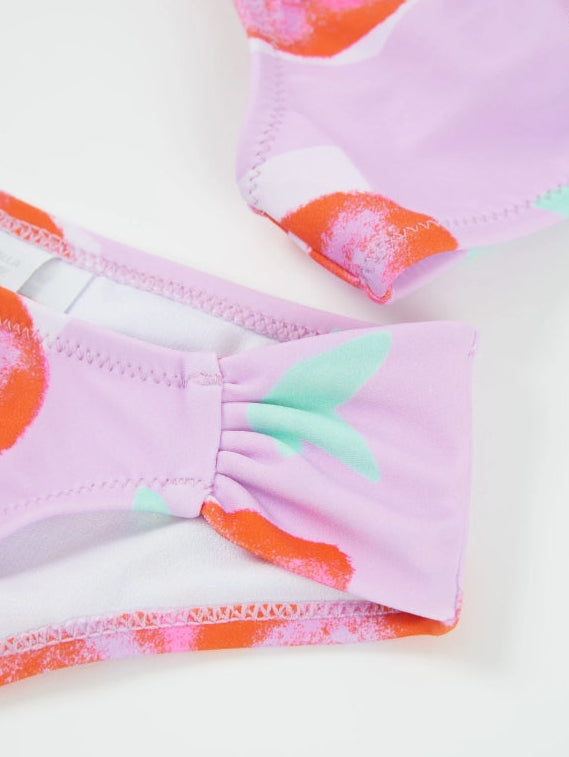 Bikini da bambina in maglia con applicazione a fiore