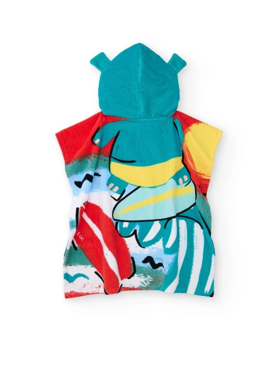 Asciugamano poncho da bambino in maglia con applicazioni in rilievo